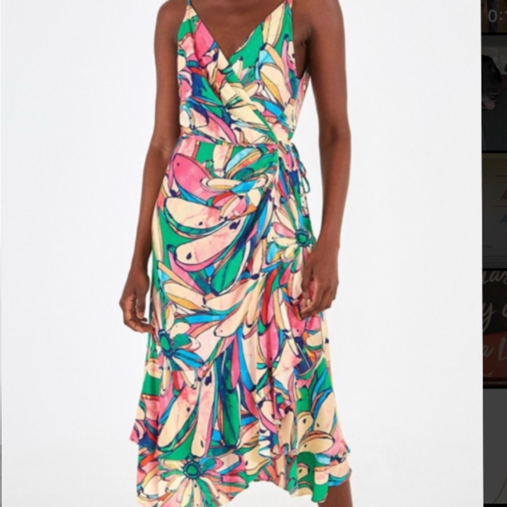 FARM Rio Rainbow Banana MIDI Wrap Dress in Size S
